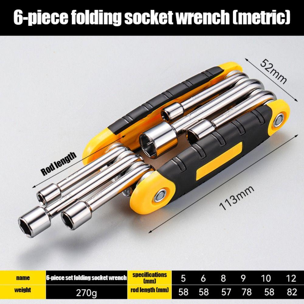 Складной торцевой ключ высокой твердости, шестигранная отвертка, гаечный ключ 6 в 1, торцевой ключ для велосипеда