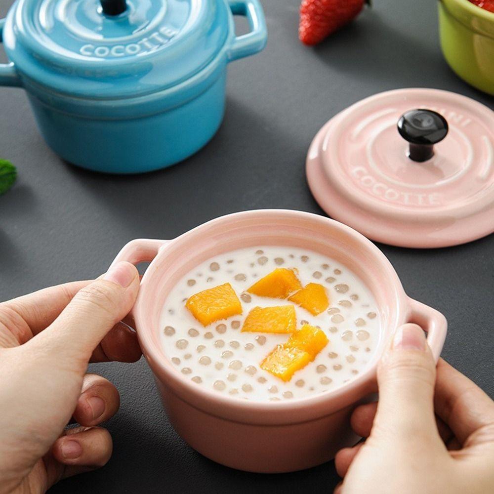 Миска для варки яиц на пару, защищающая от ожогов, с подвесными ушками, мини-кастрюля с крышками, миска для французского лукового супа, масло