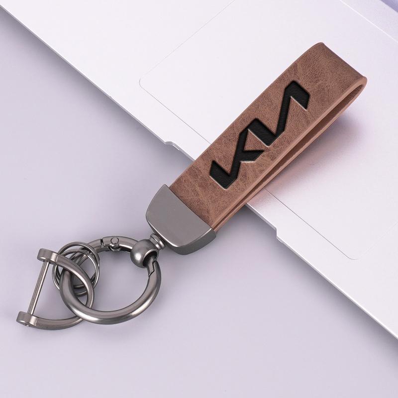 SLRB3 1Pcs New Metal Leather Car Keyring Keychain Anti-Loss Key Ring For KN Kia Rio Soul Forte Sportage Picanto Niro KN Accessories