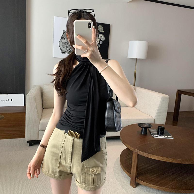 Тайский топ без рукавов с завязками на шее - Уникальный летний дизайн с открытыми плечами для женщин 2026