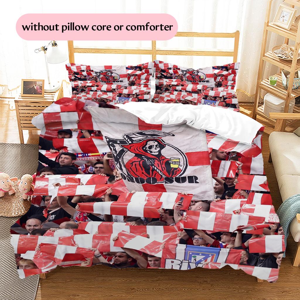 Madrid team Pattern Bedding Home Decoration Birthday Gift (1 * duvet cover + 2 * pillowcase, without core)