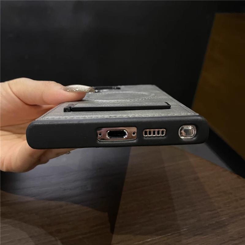 Роскошный кожаный магнитный складной чехол-подставка для Samsung S24 Ultra S23 Plus S22 с беспроводной зарядкой, противоударный, мягкий, задняя крышка