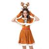 Osseoca Women's Santa Dress, Reindeer Cosplay Costume Set with Bolero, Headband, and Belt, Perfect for Christmas and Parties
