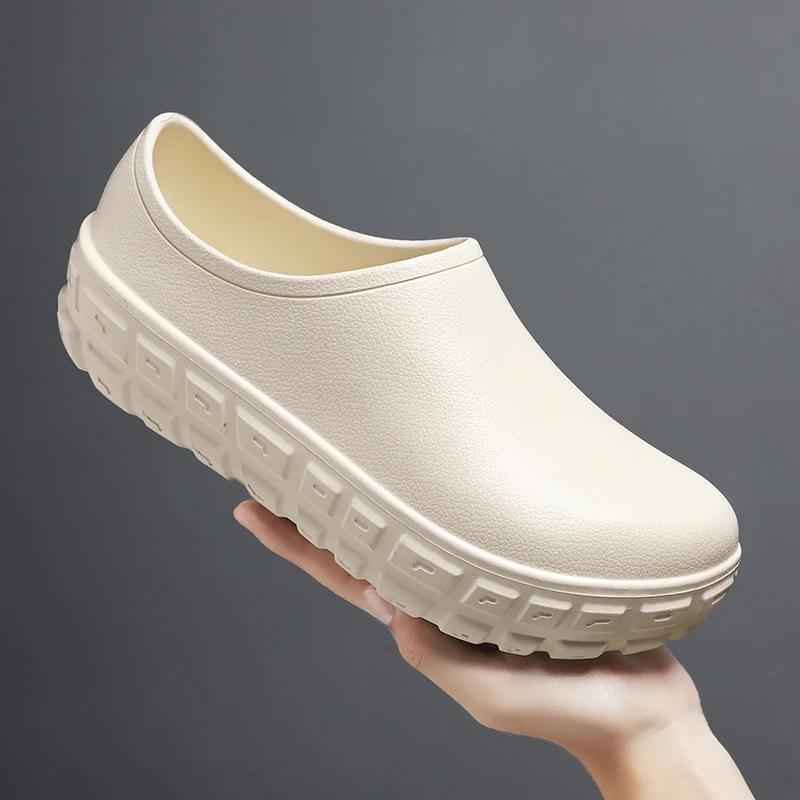 Мужские летние тапочки, кухонные сабо, поварская обувь, рабочие шлепанцы, водонепроницаемые, маслостойкие сандалии, нескользящие, садовая обувь, тапочки для мужчин