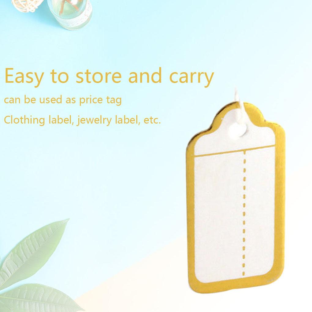 500 PCS Rectangle Card Paper Writable Gold Edge Display Tool Hanging Tags Jewelry Price Labels Jewellery Hangtags with Words