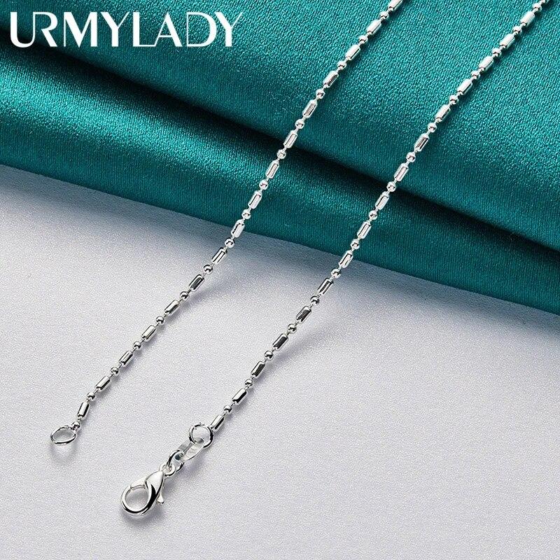 URMYLADY Fine 925 пробы серебро цепочка из бисера ожерелье для женщин вечерние модные украшения