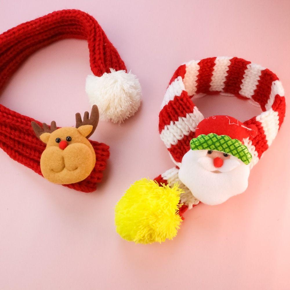 Elk Puppy Kitten Christmas Scarf Santa Claus Pet Color Blocked Scarf Cat Scarf  Cats