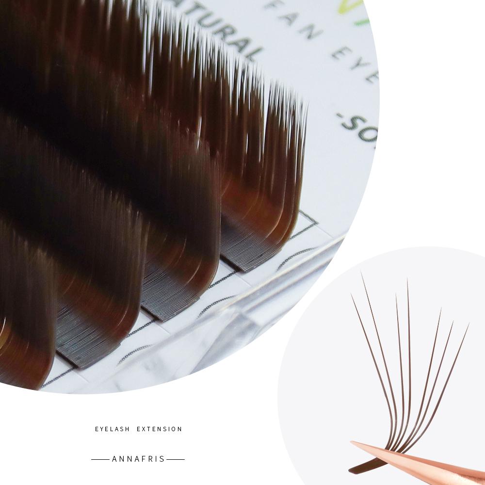 ANNAFRIS Цветное наращивание ресниц с легким веером, розовый/зеленый/коричневый/синий/фиолетовый, автоматические цветущие реснички из искусственной норки для макияжа