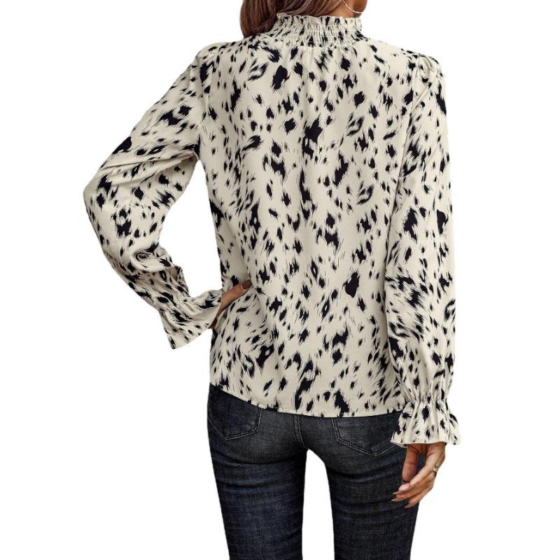 Spring and Autumn Women's Plus Size Shirt Temperament Pullover Long Sleeve Half High Neck Loose Type Shirt