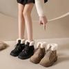 Female Shoes On Sale 2024 Lace Up Women's Boots Winter Plush Fleece for Warmth Round Toe Solid Short Barrel Low Heel Snow Boots