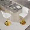 Height-Adjustable Bar Stool, Set of 2, 360 degrees Rotating, Luxurious White-Gold PU Leather, Water-Repellent, for Kitchen Islands. Colors Available.