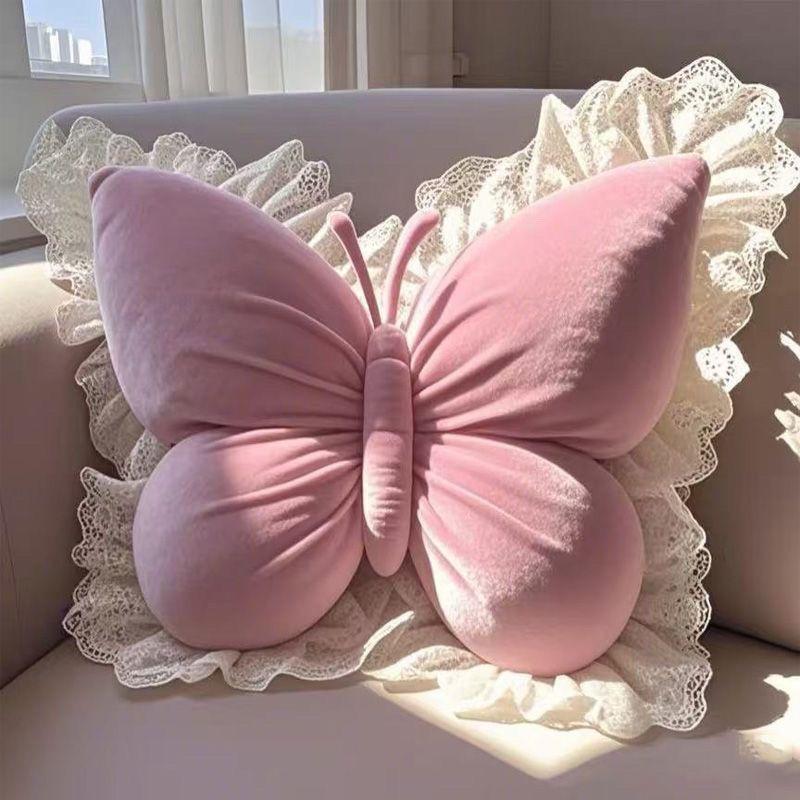 Princess Butterfly Living Room Pillow With Cotton Cover For Home And Car Use