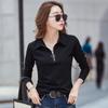 Women's Spring and Autumn Standing Collar Long Sleeve Shirt Half Zipper Long Sleeve Shirt