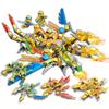 566pcs Ninja Golden Three-headed Dragon 4 In 1 Building Blocks Toy Children Diy Bricks Puzzle Toys for Boy