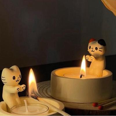 Креативный подсвечник «Котенок» - Мультяшный кот, костер, ручная работа, свеча, ароматерапевтическое настольное украшение