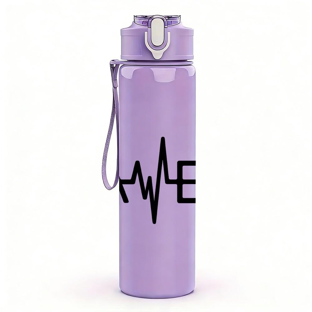 1PC Gamer Text Typography 750ml Color Plastic Sports Water Bottle Leakproof Flip Straw Lid Suitable for Sports Office Home Use