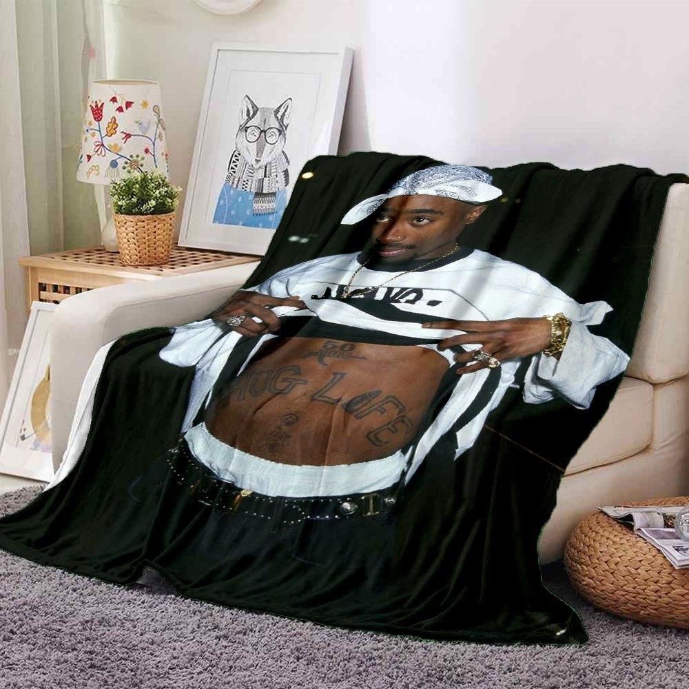 1 шт. Плед в стиле Hip Hop 2Pac, Мягкий, Легкий, Для всех сезонов, Многоцелевой плед для дивана, кровати, офиса и пикников, Французский стиль с культовыми обложками альбомов и цитатами