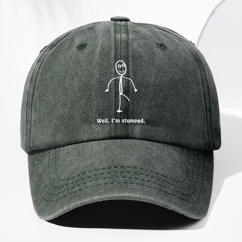 Unisex Adjustable Vintage Washed Baseball Cap with Well IM Stuck Slogan And Doodle Pattern Lightweight Breathable Trucker