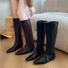 Осень и зима новая мода ретро универсальные ботинки женские повседневные и тонкие высокие сапоги прямые рыцарские сапоги ковбойские сапоги женские