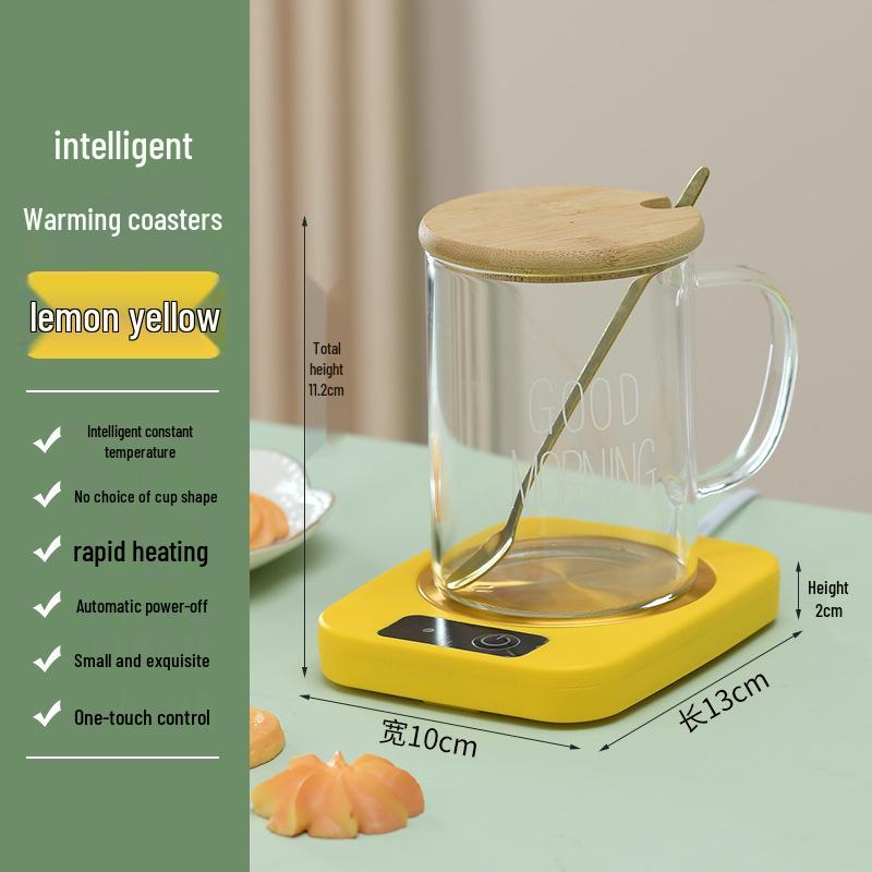 55° Heated Insulating Ceramic Mug with Coaster - Keeps Drinks Warm