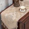 Modern Embroidered Floral Table Runner Luxury European Table Flags Decor for Dining Table Shoe Cabinet with Tassels Tablecloth