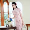 Pink cheongsam Chinese temperament national style gentle improvement young daily short sleeves slim dress of the Republic of China summer