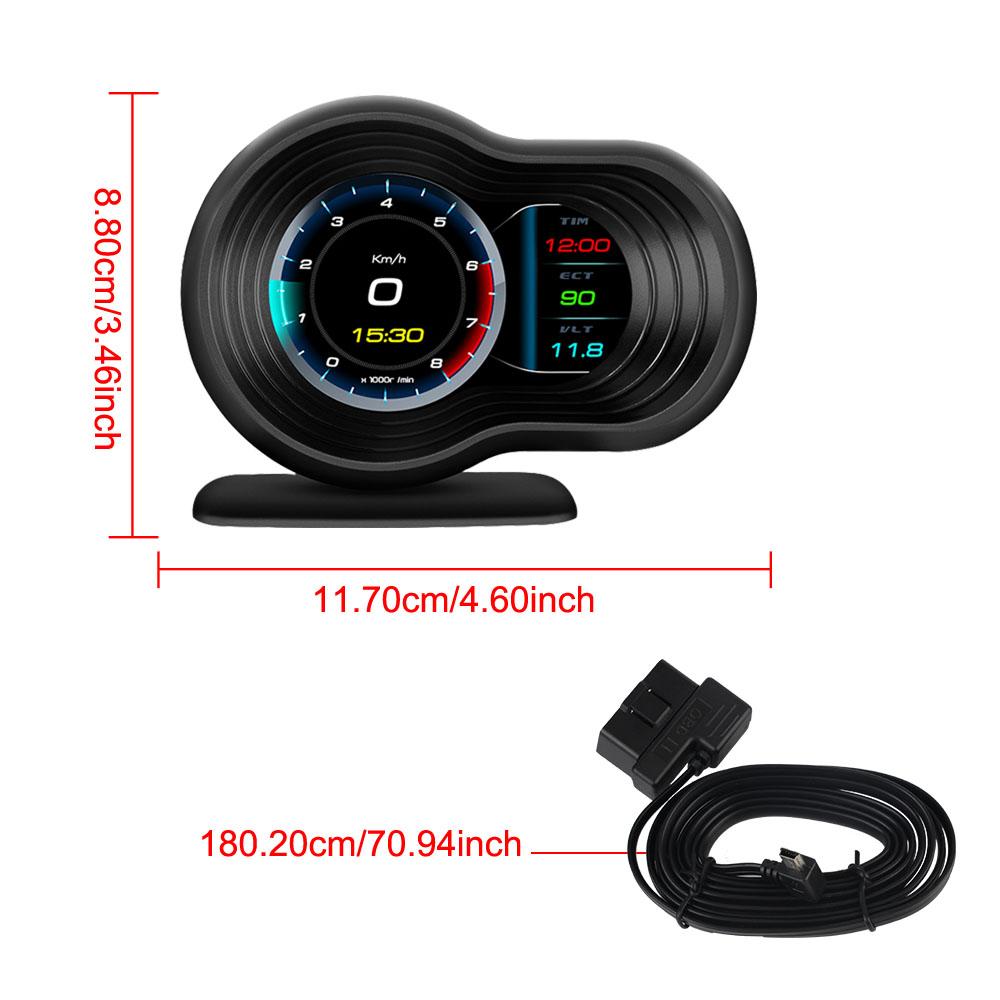 3.5 Inch Car HUD Overspeed Alarm Speedometer Multi Functional Tester Digital Universal F9 EOBD OBD Head Up Display