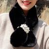 New Women's Winter Scarf Faux Fur Plush Pearl Scarf Faux Fur Thickening Warm Cross Stereo Scarfs New Scarfs Apparel Accessories