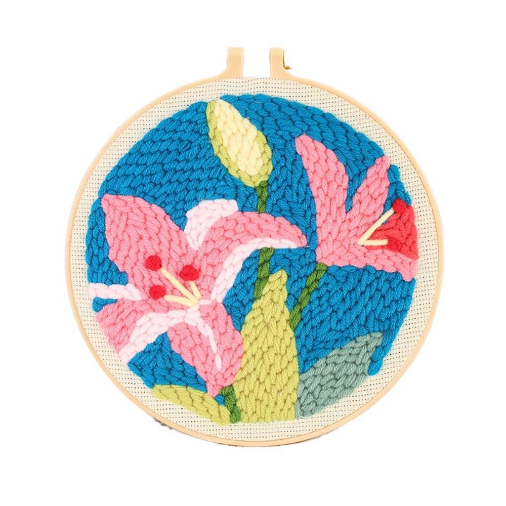 Handmade Punch Needle Set Flower Pattern Rug Punch Embroidery Starter Kit  Educational Toys