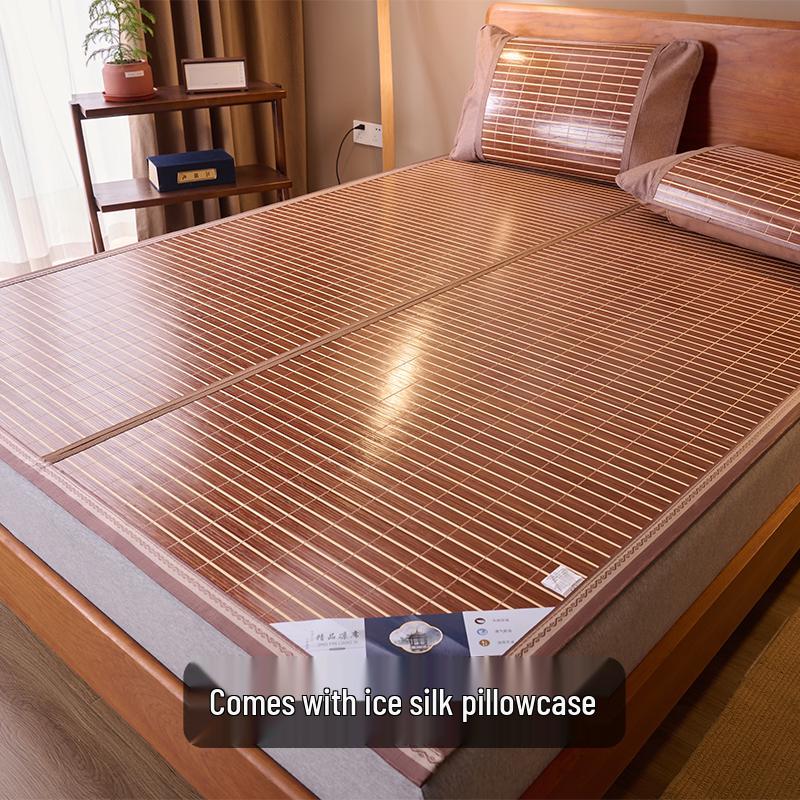 Bamboo Zi Mei Double-Sided Foldable Ice Silk Summer Mat for Dorms - Suitable for Winter and Summer Use with Free Shipping
