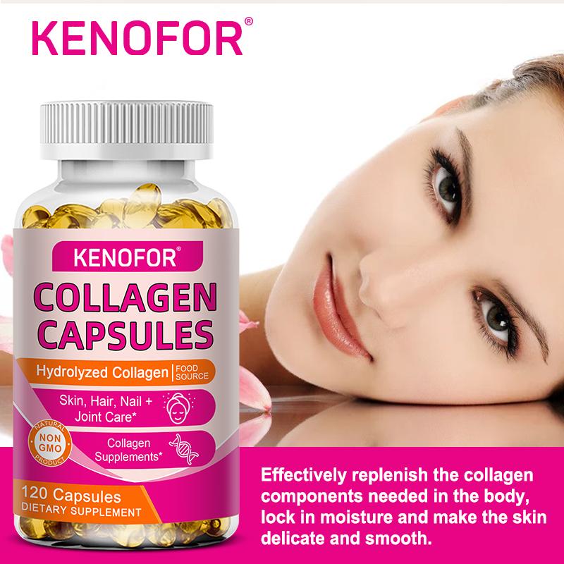 Hydrolyzed Bovine Collagen Capsules with Biotin & Vitamin C, Non‑GMO Dietary Supplement, 120 Capsules 60‑Day Supply