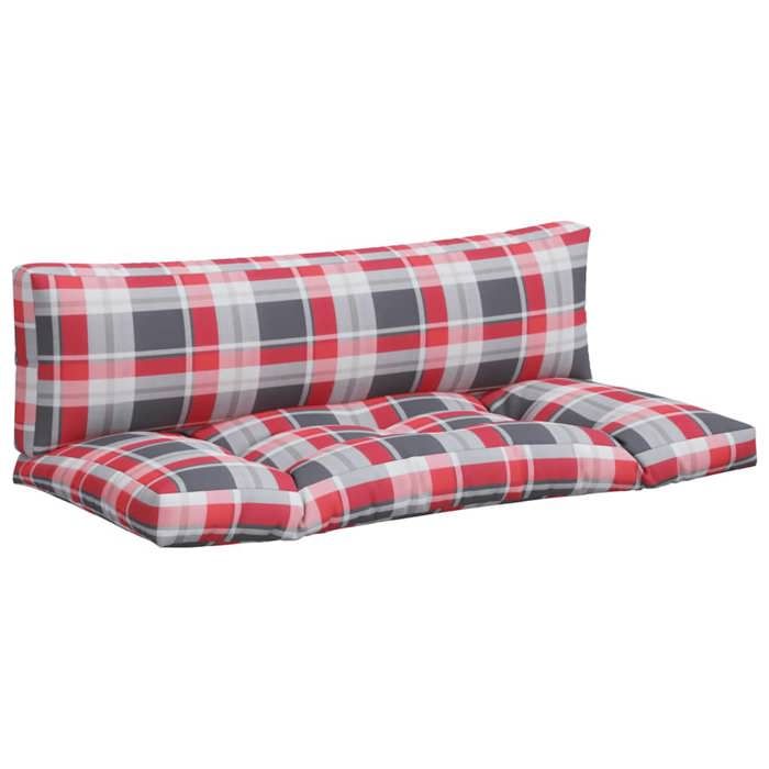 VidaXL Coussins de palette 2 pcs carreaux rouges tissu, coussin, coussin de canapé, oreiller de dos, coussin extérieur, 360935