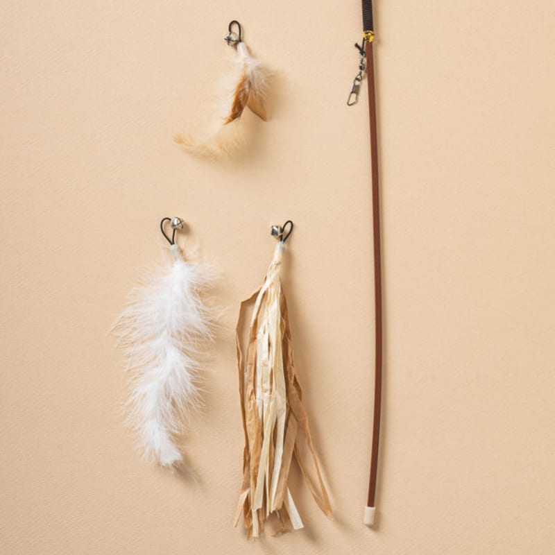 [Домашнее животное] Набор из 3 предметов: удочка для кошки и сменная насадка для декора