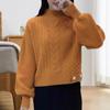 Женский пуловер с полувысоким воротником высокой текстуры, толстый осенне-зимний ретро свободный и тонкий вязаный свитер с длинными рукавами