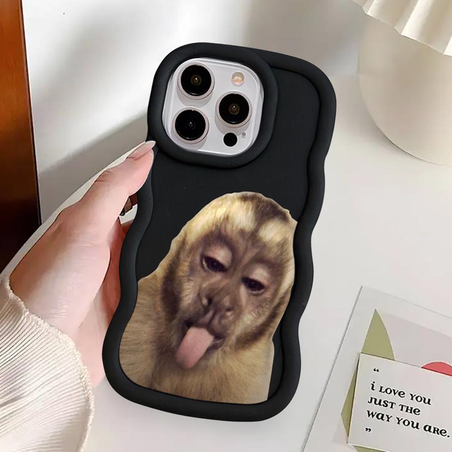 Чехол-бутылочка с обезьянкой для iPhone 17 Air 15 Plus 13 14 XR 16 Pro Max 12 11 8 Мягкий чехол для телефона