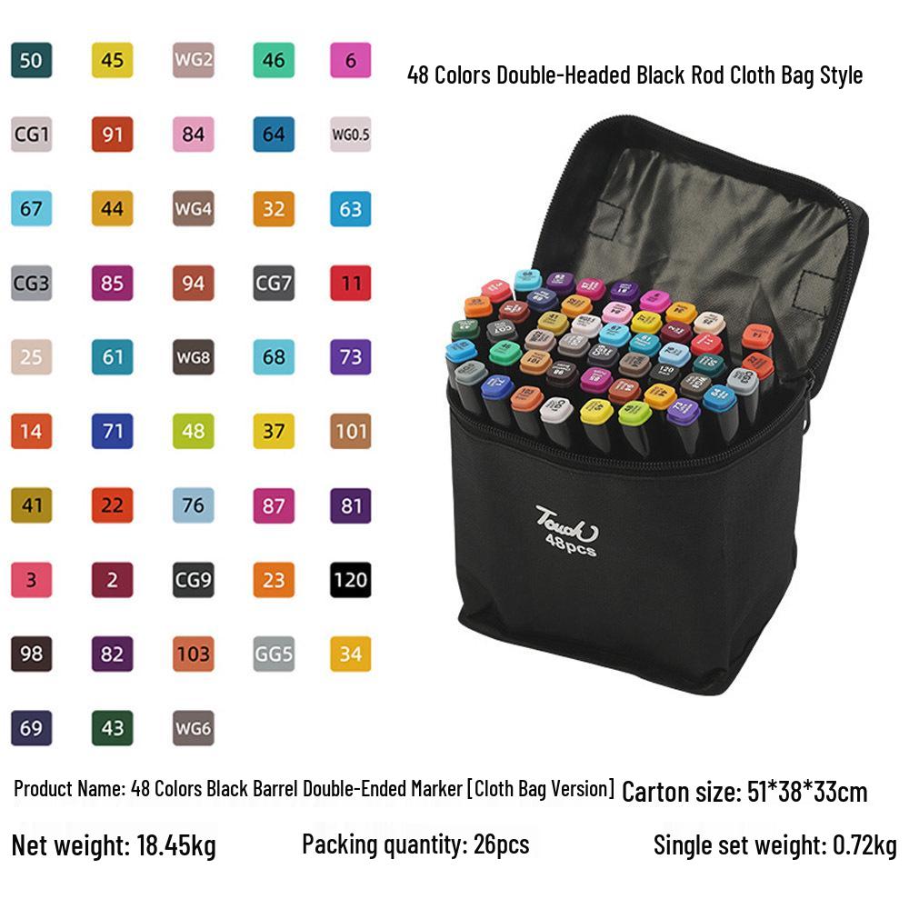 Набор ручек с крестиком: Большой набор из 48 цветов, черные стержни, сенсорные, детские, портативные, акварельные маркеры