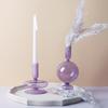 Home Decoration Simple Glass Candlestick Crafts Pink Purple Vase Candlestick Romantic Flower Vase
