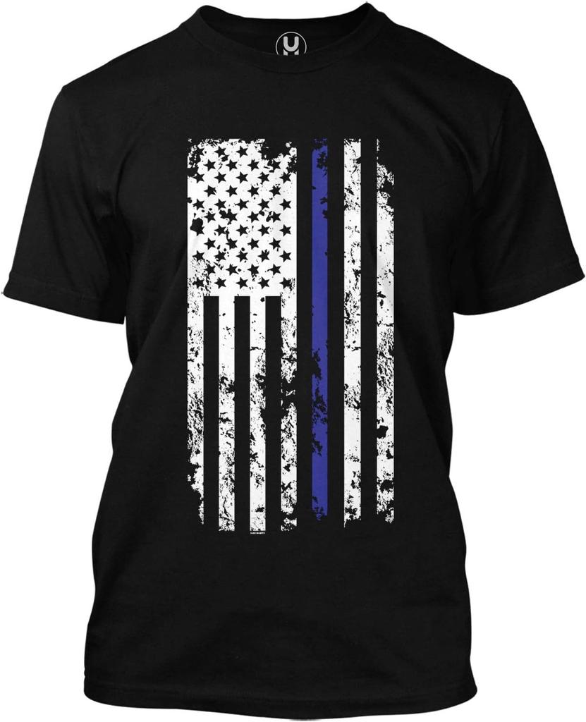Distressed Thin Blue Line American Flag T-shirt