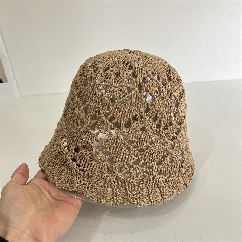 Женская японская ажурная вязаная шляпа-ведро, дышащая, складная, с козырьком, модный аксессуар для весны и лета