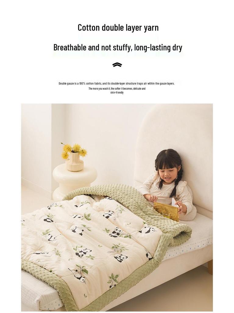 Детское хлопковое одеяло из двойной марли класса А - Всесезонное с соевым наполнителем