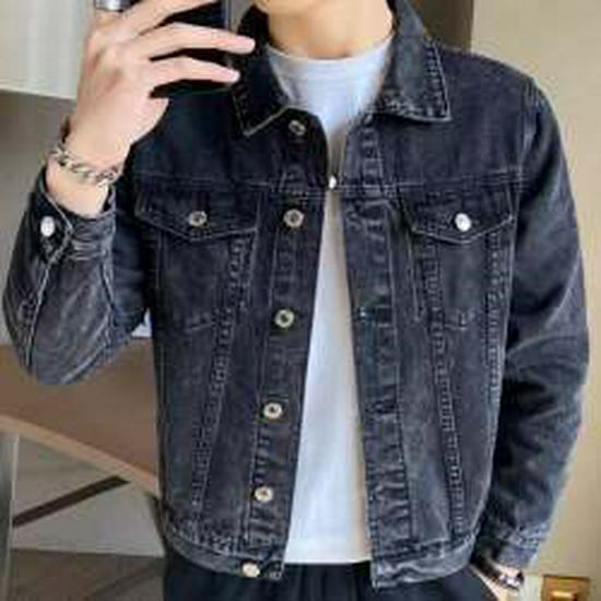 Men's Loose Fit Denim Jacket - Korean-style Spliced, Spring/Autumn Trend
