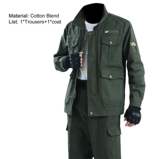 2 Pcs/Set Men Overalls Dirt-proof Wear Resistant Multi-pockets Soft Coat Suit for Welding