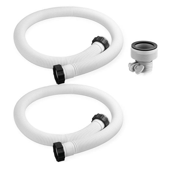 Stretchable Corrugated Structure Pool Hose with Clamps Easy Installation Pool Filter Pump Replacement Hose for INTEX Adapter