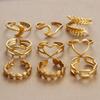 Vintage Stainless Steel Rings For Women Gold Color Leaf Moon Heart Shell Geometric Rings Retro Fashion Jewelry Gift
