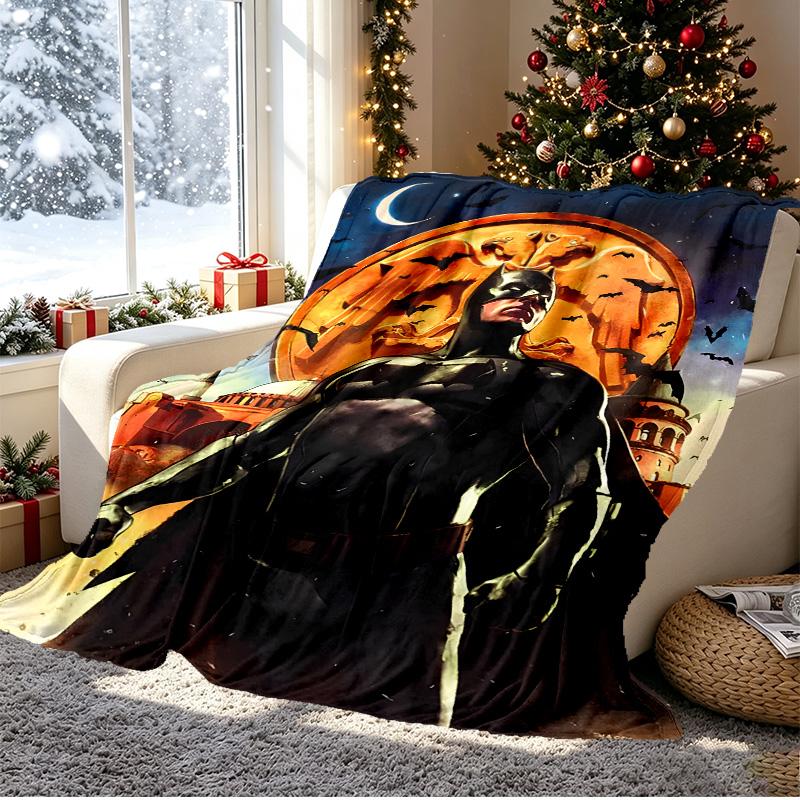 Batman Pattern Blanket for Home Decoration, Bed, Sofa, Car Travel, Camping, Suitable for All Seasons, Birthday Christmas Gift