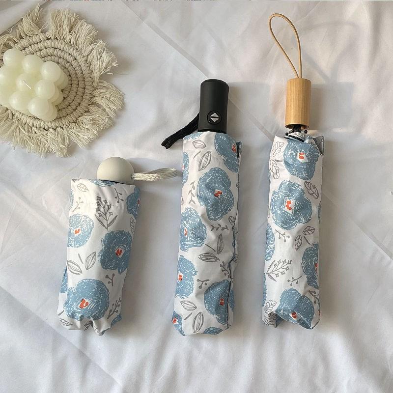 French Retro Floral Umbrella Sun-Rain Dual-Purpose Female Student Korean Version Folding Forest Sun Protection Parasol 50% Off U