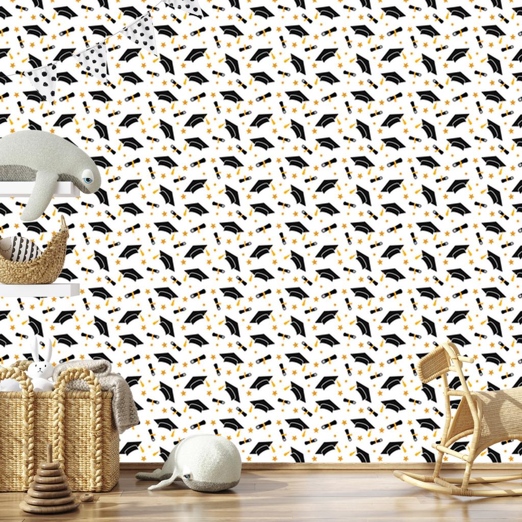 Graduation Wallpaper White and Graphite for Living Room and Bedroom 50x1000