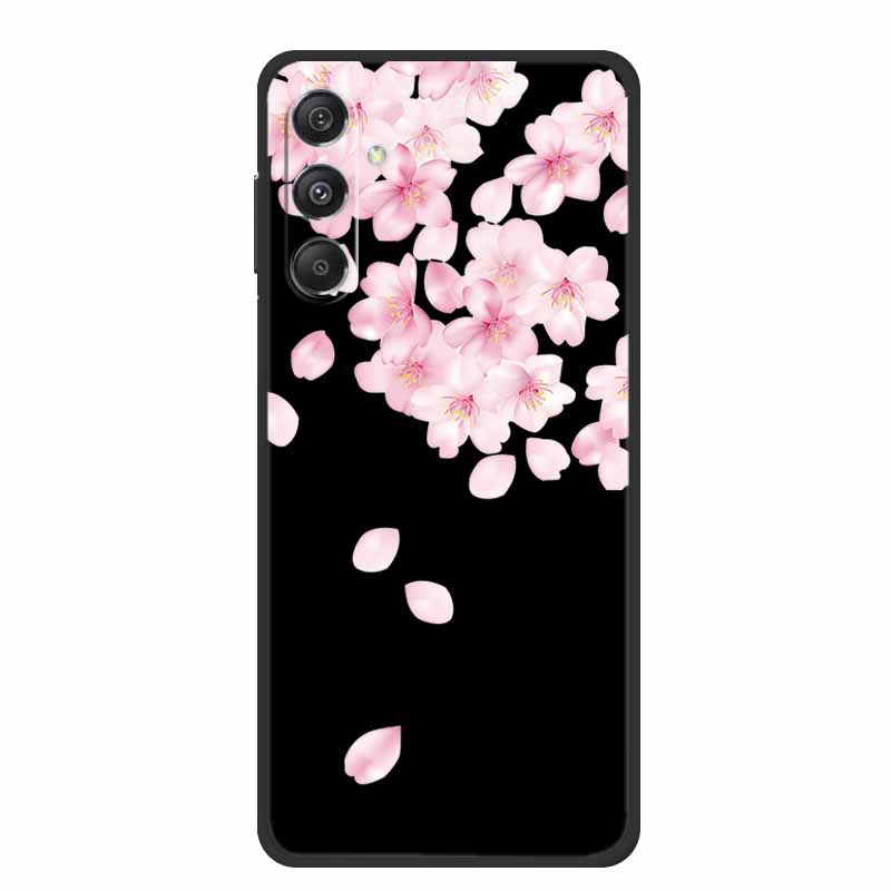 Чехол для Samsung Galaxy M36 A17 5G Цветок Черный Силикон Мягкая Задняя Крышка Для Samsung Galaxy S25 FE Plus Чехол для Телефона Coque Мультяшный