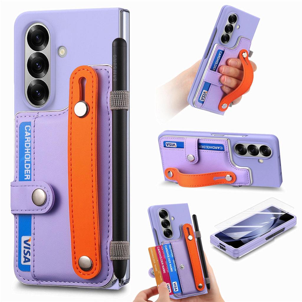 Кросс-бордерный чехол-кошелек на запястье для Samsung Z Fold7 - Корпус из ПК с ощущением кожи со встроенной пленкой для Z Fold6