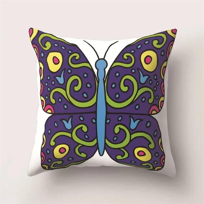 Beautiful Butterfly Print Decorative Pillow Cover Car Sofa Square Cushion Pillow Cover